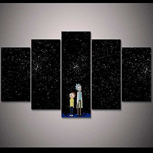 FYZKAY Bilder 5-teilig Leinwandbilder Dekoration Wohnzimmer Wandbild Rick Morty Leinwand Kunstdrucke Poster Moderne Gemälde Kunstwerk Rahmenlos von FYZKAY