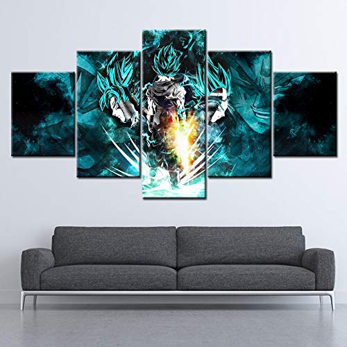 FYZKAY Bilder 5-teilig Leinwandbilder HD Drucke Leinwand Wandkunst Wohnzimmer Wohnkultur Bilder Dragon Ball Super Tapeten Gemälde Anime Poster Rahmenlos von FYZKAY