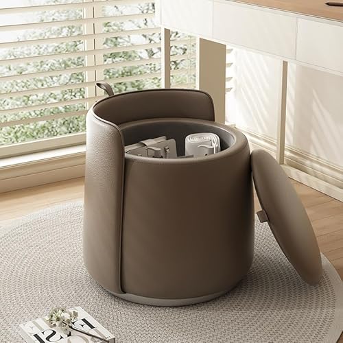 Giznxba Runder gepolsterter Ottomane mit Stauraum, 360 ° drehbar, Leder-Ottomane, Fußstütze für Couch, Schminktisch-Hocker, Fußstütze mit Deckel, Ottomane, Stuhl für Wohnzimmer, Pouf, Fußstütze, Giznxba Runder gepolsterter Ottomane mit Stauraum, 360 ° drehbar, Leder-Ottomane, Fußstütze für Couch, Schminktisch-Hocker, Fußstütze mit Deckel, Ottomane, Stuhl für Wohnzimmer, Pouf, Fußstütze, von FYZLOIPU
