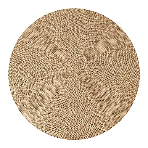 FYZS gewebter Teppich Handgemachte Jute gewebt Runder Teppich, für Wohnzimmer Couchtisch-Matte Einfache Haushaltsmatte, 120 cm x 120 cm (Color : Natural, Size : Diameter 120cm) von FYZS