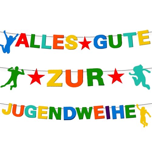 Jugendweihe Banner,Girlande Bunt Jugendweihe Deko Banner,Jugendweihe Deko,Hintergrund Banner,Endlich Erwachsen Banner,Band senden,für Junge Mädchen Erwachsene Partyfeiern (C) von FYZSJWL
