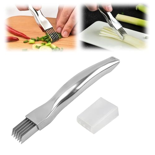 Shred Silk The Knife,2025 New Zwiebel Shredder,Edelstahl gehackte grüne Zwiebel Messer,Knoblauch Chopper, Zerkleinerung Cutter, Household Multifunctional Food Slicer Gadget von FYZSJWL