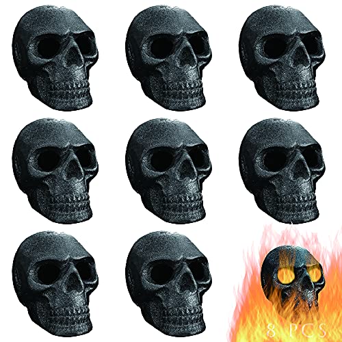 FYZTCOCPT Gasscheit mit Totenkopf-Imitat, für Innen- und Außenbereich, aus Metall, Halloween-Dekoration, Totenkopf-Holzkohle (feuerfest) (feuerfest) (feuerfest) (8 Stück) von FYZTCOCPT