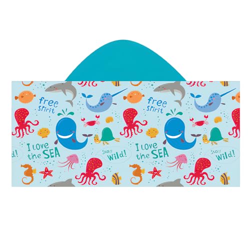 FYting Badeponcho Kinder,Badetuch Kinder,Handtuch Kinder,Kapuzenhandtuch,Weich Verdickte Mikrofaser Kapuzenhandtuch mit Schnappmanschetten, Jungen Und MäDchen, 3-12 Jahre (Oktopus) von FYting