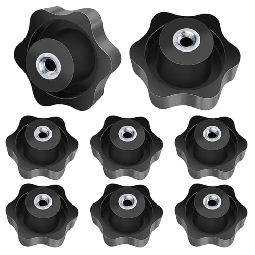 FYting Flügelmutter M8,8 Stück Sterngriffmutter M8,Rändelmutter Klemmknopf Schwarz Kunststoff Griffmuttern Innengewinde Klemmknopf Für Mechanische Ausrüstung Industrieausrüstung-50mm von FYting