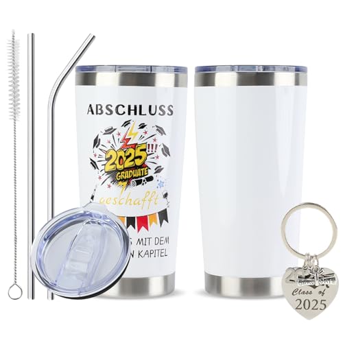 FYting Thermobecher Personalisiert,Thermobecher mit Gravur, Abschluss geschafft! Viel Spaß mit dem nächsten Kapitel!, Mit Schlüsselbund, Stroh, Abschlussgeschenk für Klassenkameraden FYting Thermobecher Personalisiert,Thermobecher mit Gravur, Abschluss geschafft! Viel Spaß mit dem nächsten Kapitel!, Mit Schlüsselbund, Stroh, Abschlussgeschenk für Klassenkameraden von FYting