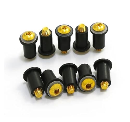 10 Stück/Set M5 X 15 Mm Motorrad-Windschutzscheibenschrauben Und -muttern Für Motorrad Schraubensatz(GOLD) von FZCSIMR