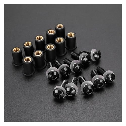 10 Stück 5MM Für Suzuki Windschutzscheibenschraube Windschutzscheibe Befestigungsschraube Kit Motorrad Schraubensatz(Schwarz) von FZCSIMR