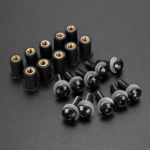10PCS M5 Für Suzuki Windschutzscheibe Windschutzscheibe Schrauben Schrauben Mutter Befestigung Motorrad Schraubensatz(Schwarz) von FZCSIMR
