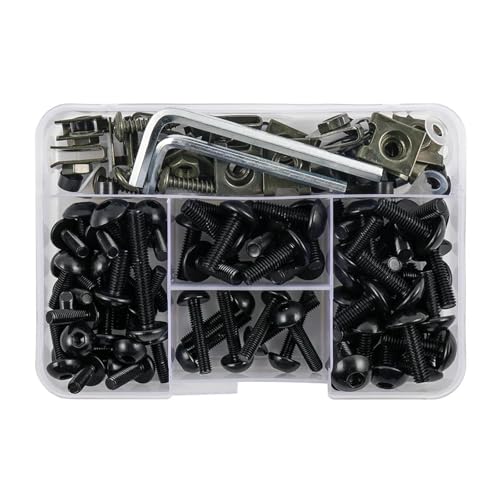 155PCS Für M5 M6 Verkleidungsschrauben Kit Befestigungsclips Schraube Motorrad Schraubensatz(Schwarz) von FZCSIMR