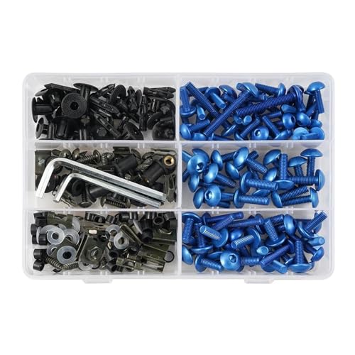 253PCS Für Verkleidungsschraube Mutter Körper Schrauben Motorrad Schraubensatz(Blau) von FZCSIMR