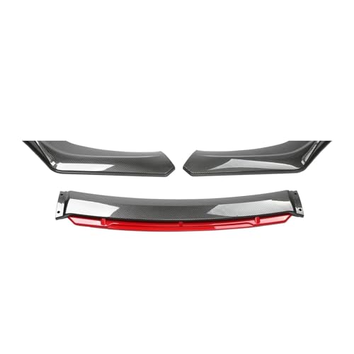 FZCSIMR Auto-Frontspoiler Universal Auto Front Stoßstange Lippe Body Kit Spoiler Dekorativer Streifen Stoßstange Canard Lippensplitter Limousine(Carbonfaser rot) von FZCSIMR