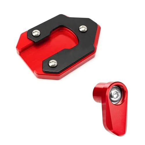 FZCSIMR Ständerpolster Motorrad Rad ABS Sensor Fuß Seitenständer Extension Pad Vergrößerungsplatte Für Kawasaki Für Vulcan S 650 VN650 2015-2024 2025 Seitenständerpolster(Rot,1 Satz) von FZCSIMR
