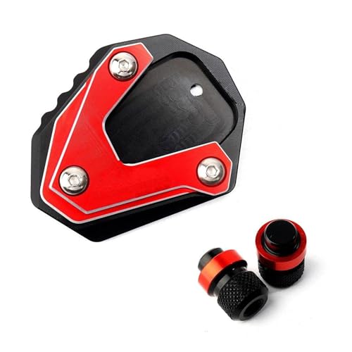 FZCSIMR Ständerpolster Motorrad Reifen Ventil Kappen Ständer Seite Stehen Verlängerung Pad Vergrößerungs Platte Für NX500 NX400 NX 500 400 2023 2024 2025 Seitenständerpolster(Rot,A) von FZCSIMR