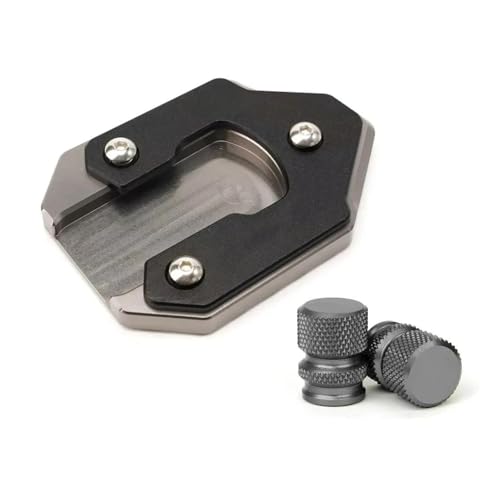 FZCSIMR Ständerpolster Motorrad Ventilkappen Ständer Ständer Fuß Seitenständer Extension Pad Platte Für Kawasaki Für Vulcan S 650 VN650 Für Vulkanier 2015-2023 2024 Seitenständerpolster(Grau,1 Satz) von FZCSIMR