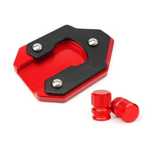 FZCSIMR Ständerpolster Motorrad Ventilkappen Ständer Ständer Fuß Seitenständer Extension Pad Platte Für Kawasaki Für Vulcan S 650 VN650 Für Vulkanier 2015-2023 2024 Seitenständerpolster(Rot,1 Satz) von FZCSIMR