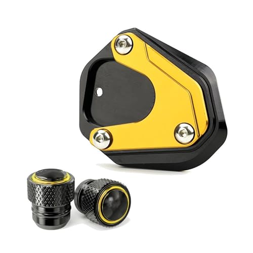 FZCSIMR Ständerpolster Motorrad Verlängerungspad Für NX500 NX 500 2023-2025 NX400 CB500X CB 500X Seitenständer Fuß Ständer Ständer Reifen Ventilkappe Seitenständerpolster(Gold,1 Satz) von FZCSIMR