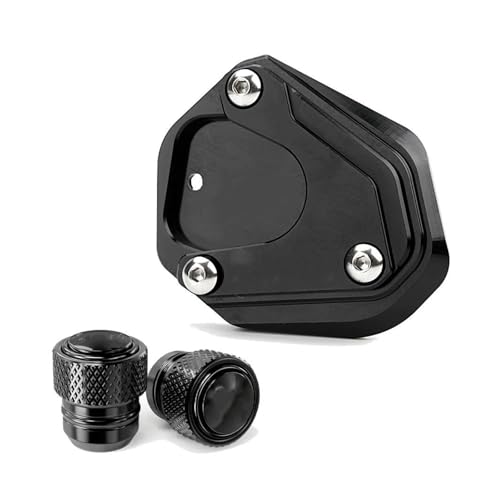 FZCSIMR Ständerpolster Motorrad Verlängerungspad Für NX500 NX 500 2023-2025 NX400 CB500X CB 500X Seitenständer Fuß Ständer Ständer Reifen Ventilkappe Seitenständerpolster(Schwarz,1 Satz) von FZCSIMR