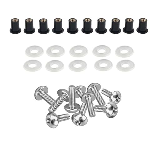 Für 10x Karosserie Verkleidung Windschild Muttern Schrauben 5mm Motorrad Schraubensatz(SILBER) von FZCSIMR
