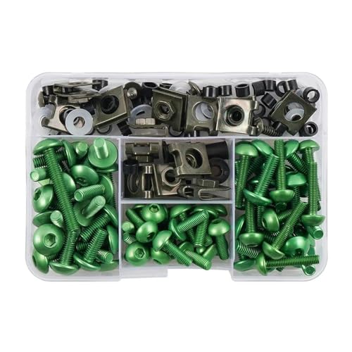 Für 177PCS Verkleidung Protector Schrauben Kit Körper Schrauben Mutter Motorrad Schraubensatz(GRÜN) von FZCSIMR