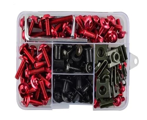 Für Aprilia Motorrad Verkleidungsschrauben Schrauben Kit Mutternclips Motorrad Schraubensatz(Rot) von FZCSIMR