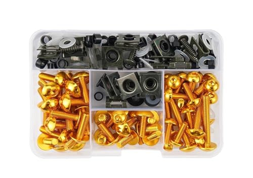 Für Aprilia Motorrad Windschutzscheibenverkleidung Schrauben Kit Motorrad Schraubensatz(GOLD,177 Stück) von FZCSIMR