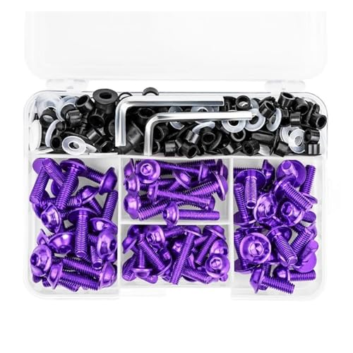 Für Benelli 190PCS Verkleidungsschrauben Schrauben Motorrad Schraubensatz(LILA) von FZCSIMR