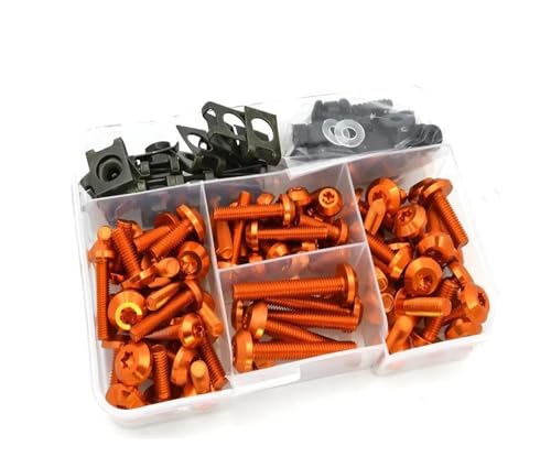 Für Z750 Z800 Z900 Z1000 Für Ninja 250 250R 6F ER6N ER6F 650 Für ZZR600 ZX6R Motorrad Windschutzscheibe Schraube Verkleidungsschraube Kit Motorrad Schraubensatz(Orange) von FZCSIMR
