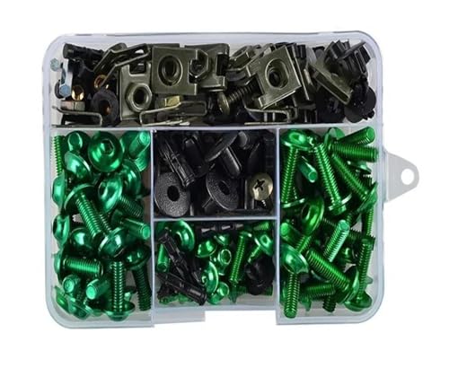Für Motorrad Verkleidung Bolzen Schrauben Kit Mutter Clips Motorrad Schraubensatz(GRÜN) von FZCSIMR