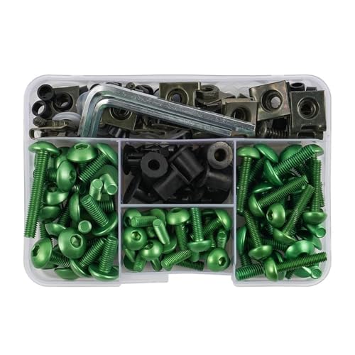 Für Triumph 190PCS Motorrad Verkleidungsschrauben Kit Schrauben Muttern Motorrad Schraubensatz(GRÜN) von FZCSIMR