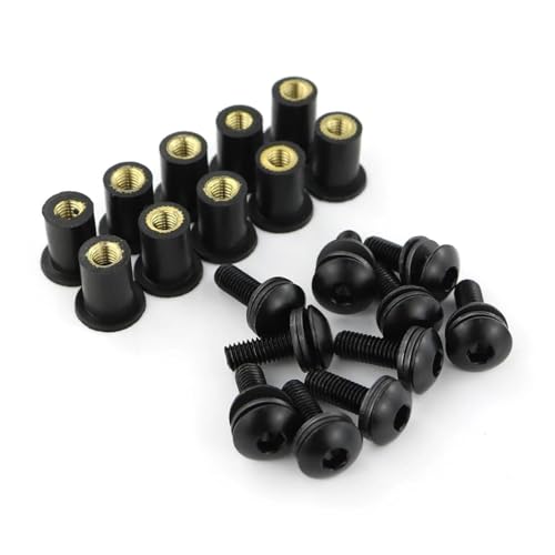 Für Y&amaha M5 * 16 10 Stück Windschutzscheibe Windschutzscheibe Deflektoren Schrauben Kits Schrauben Motorrad Schraubensatz(Schwarz) von FZCSIMR