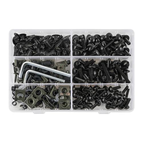Für Y&amaha YZF R1 R3 R6 R6S R25 FZ1 FZ6 FZ8 MT07 MT09 FZ09 Für Tracer FZR 600 750R 253PCS Verkleidungsschraube Mutter Körper Schrauben Motorrad Schraubensatz(Schwarz) von FZCSIMR