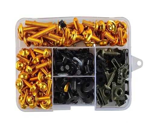 Motorrad Verkleidung Bolzen Schrauben Kit Mutter Clips Für Motorrad Schraubensatz(GOLD) von FZCSIMR