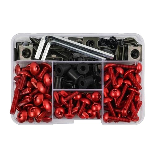 Motorrad Verkleidungsschraube Mutter Schraube Kit Verkleidungsschraube Schrauben Für Aprilia Motorrad Schraubensatz(ROT) von FZCSIMR