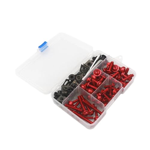 Motorrad Verkleidungsschrauben Kit Karosserieschrauben Mutter Für Motorrad Schraubensatz(Rot) von FZCSIMR