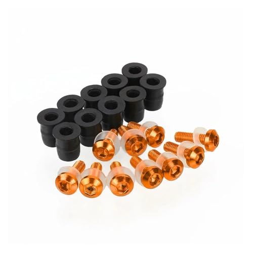 Motorrad Windschutzscheibe Schraube Windschutzscheibe Montage Schraube Kit 10 Stück 5MM Für CBR 1100XX CBR1100XX CBR 1100 XX 1997-2007 Motorrad Schraubensatz(Orange) von FZCSIMR