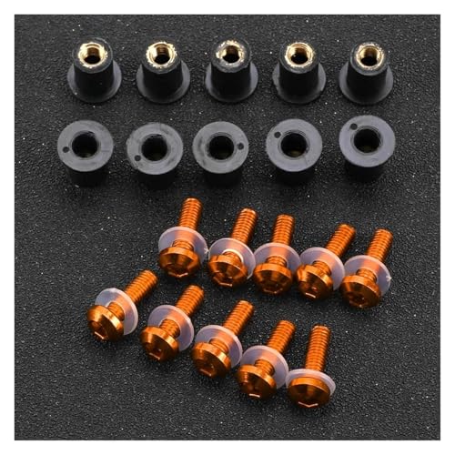 Motorrad Windschutzscheibe Schrauben Schrauben Muttern Kits Für Ducati Für Monster 749 848 999 1098 1098 S 1198 1198 S 10PCS 5MM Motorrad Schraubensatz(Orange) von FZCSIMR