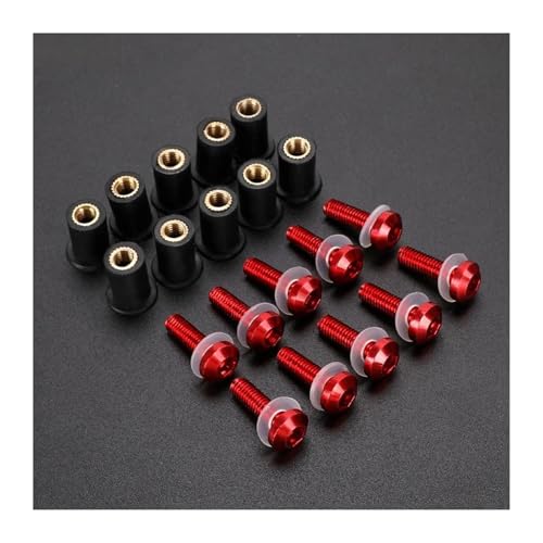 Windschutzscheibenmuttern Für Suzuki GSXR 600 GSXR750 GSX-R 1000 K1 K2 K3 K4 K5 K6 K7 K8 K9 Windschutzscheibenschraube Gummimuttern 5MM 10PCS Verkleidungsschrauben Kit Motorrad-Schraubensatz(Rot) von FZCSIMR