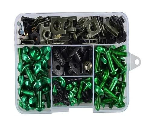 Windschutzscheibenmuttern Motorrad Verkleidungsschrauben Schrauben Kit Mutternclips 195PCS Für Suzuki Motorrad-Schraubensatz(GRÜN) von FZCSIMR