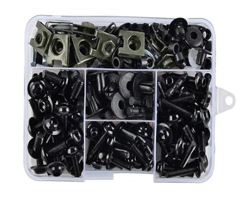 Windschutzscheibenmuttern Motorrad Verkleidungsschrauben Schrauben Kit Mutternclips 195PCS Für Suzuki Motorrad-Schraubensatz(Schwarz) von FZCSIMR