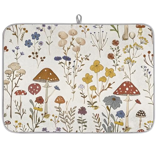 Abtropfmatten für die Küche – niedlicher Pilz für Theke, wilde Wandaufhängung mit Mikrofasergewebe, 45,7 x 61 cm, wiederverwendbar, saugfähig, für Diätküche, Theke, Kaffee, Bar, Schüssel Abtropfmatten für die Küche – niedlicher Pilz für Theke, wilde Wandaufhängung mit Mikrofasergewebe, 45,7 x 61 cm, wiederverwendbar, saugfähig, für Diätküche, Theke, Kaffee, Bar, Schüssel von FZDXZJJ