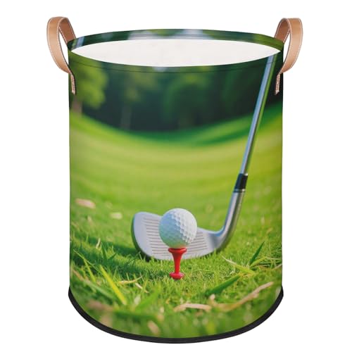 FZDXZJJ Großer runder Wäschekorb – Golf-Mülleimer mit Griffen, zusammenklappbare Box für Zuhause, Büro, Spielzeug-Organizer, Schlafzimmer, Wohnzimmer, Heimdekoration FZDXZJJ Großer runder Wäschekorb – Golf-Mülleimer mit Griffen, zusammenklappbare Box für Zuhause, Büro, Spielzeug-Organizer, Schlafzimmer, Wohnzimmer, Heimdekoration von FZDXZJJ