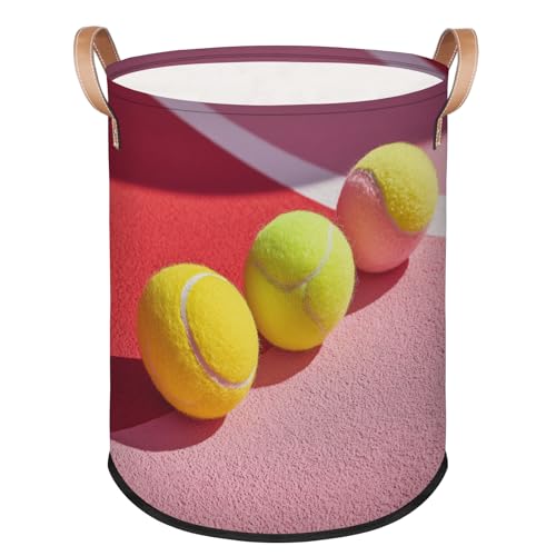 FZDXZJJ Großer runder Wäschekorb – Tenniseimer mit Griffen, zusammenklappbare Box für Zuhause, Büro, Spielzeug-Organizer, Schlafzimmer, Wohnzimmer, Heimdekoration von FZDXZJJ