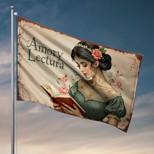 Amory Lectura: A Whimsical Journey Through Literature And Flowers Flag Bedroom Flags Man Cave Accessories And Decor(30X45CM) von FZFN