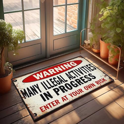 Außenmatten für die Haustür Warnung: Illegale Aktivitäten; Fußmatte "Enter Riskingly Emo Room Decor", Retro-Teppich (50 x 80 cm) von FZFN