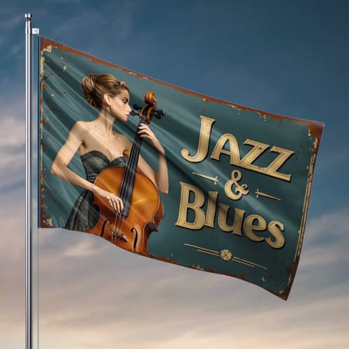Autoflaggen für Zimmer, Jazz & Blues: Melodien von Eleganz und Seele, Raumzubehör für Herren, Camper-Dekor (120 x 180 cm) von FZFN