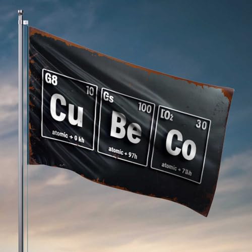 Autoflaggen für Zimmer, Periodensystem-Elemente: Cu, Be, Co mit einzigartigen Atomeigenschaften, Raumzubehör für Herren, Camper-Dekor (60 x 90 cm) von FZFN