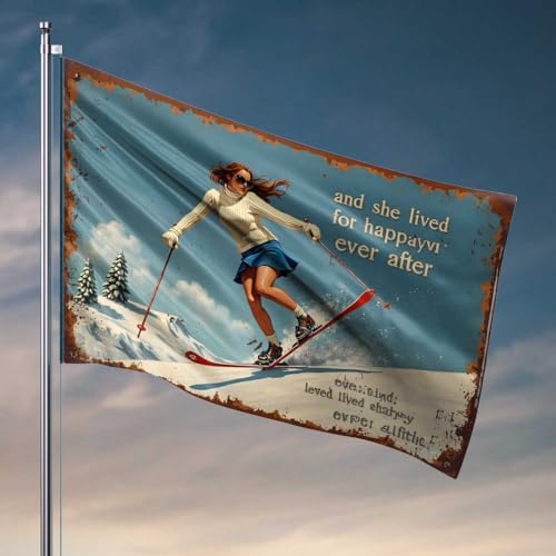 Coole Flaggen für die Männerhöhle, verschneite Escapades: Skifahren in einem Winterwunderland, Schlafzimmer, Zubehör, Outdoor-Flaggen, dekorativ (30 x 45 cm) von FZFN