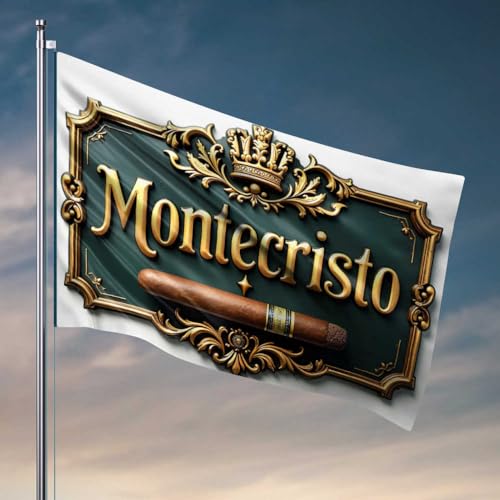 Coole Posterflaggen Montecristo-Zigarre: Ein Symbol für Luxus und Eleganz, indische Raumdekoration, Herren-Höhlendekoration (60 x 90 cm) von FZFN