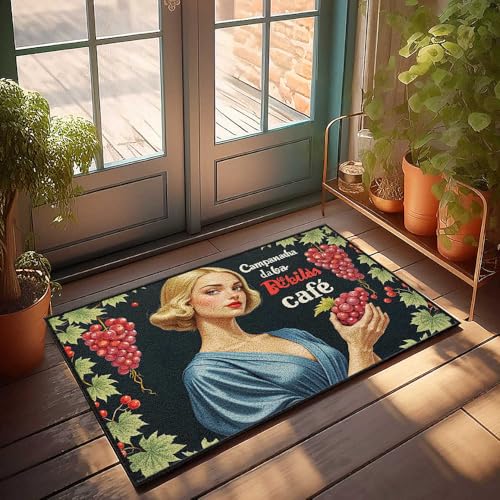 FZFN Fußmatten für den Außenbereich, Vintage-Café-Poster mit eleganter Frau mit Trauben, 50 x 80 cm FZFN Fußmatten für den Außenbereich, Vintage-Café-Poster mit eleganter Frau mit Trauben, 50 x 80 cm von FZFN